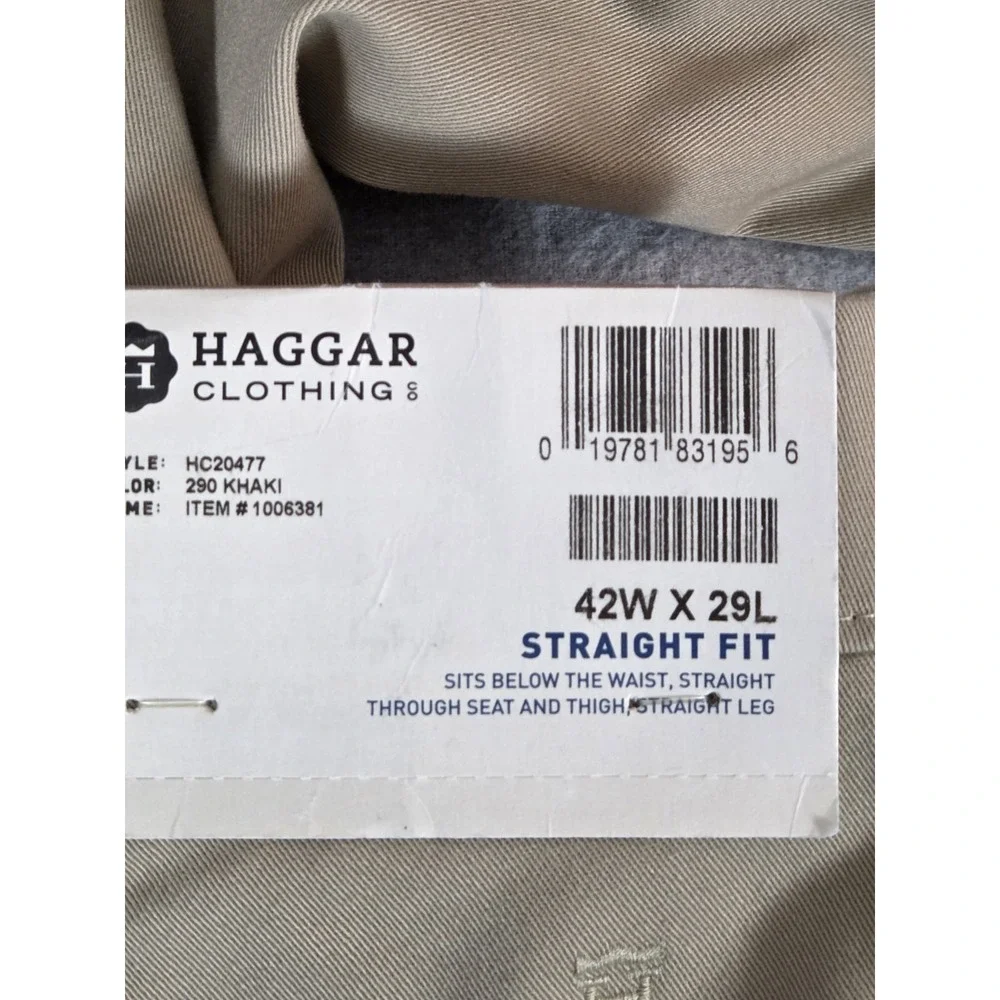 Haggar Straight Fit Men's 42x29 Sustainable Stretch‎ Chino Pants Flat Front NEW